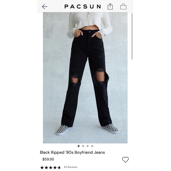 Black ripped 90’s Boyfriend jeans - Picture 1 of 5